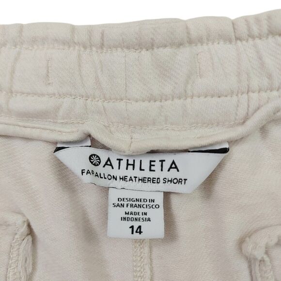 Athleta Shorts Womens 14 Beige Farallon Heathered Knit Comfy Athletic Beach - Picture 7 of 10